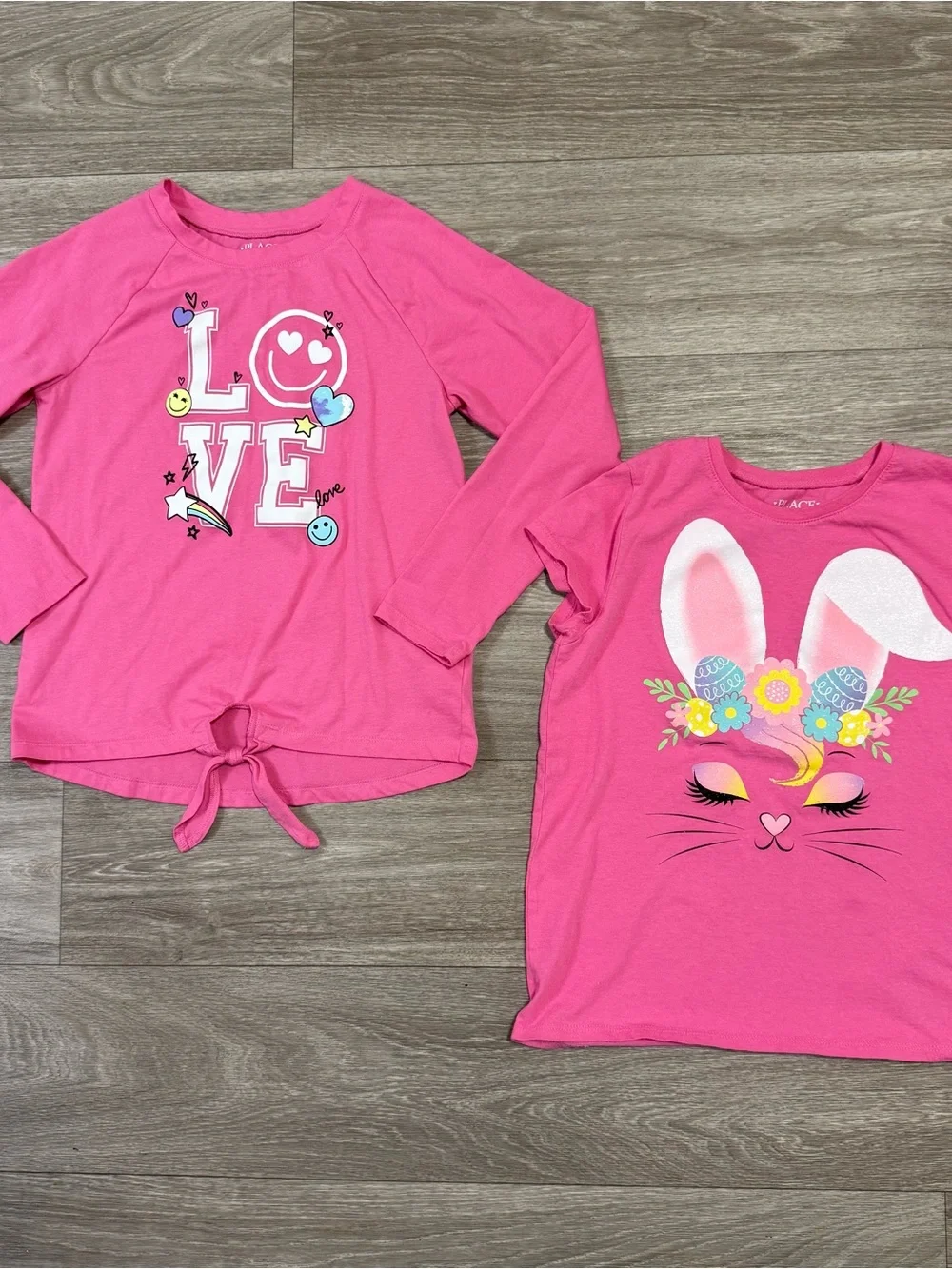 the children's place girls lot of 2 pink tops size L 10-12 Bunny And Love